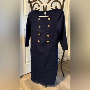 Dessy Collection Midnight Dress with Gold Accents